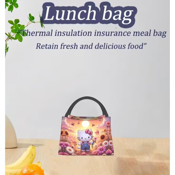 Hello Kitty Insulated Lunch Bag Cute Floral Design, Reusable & Durable Tote - Picture 5 of 6